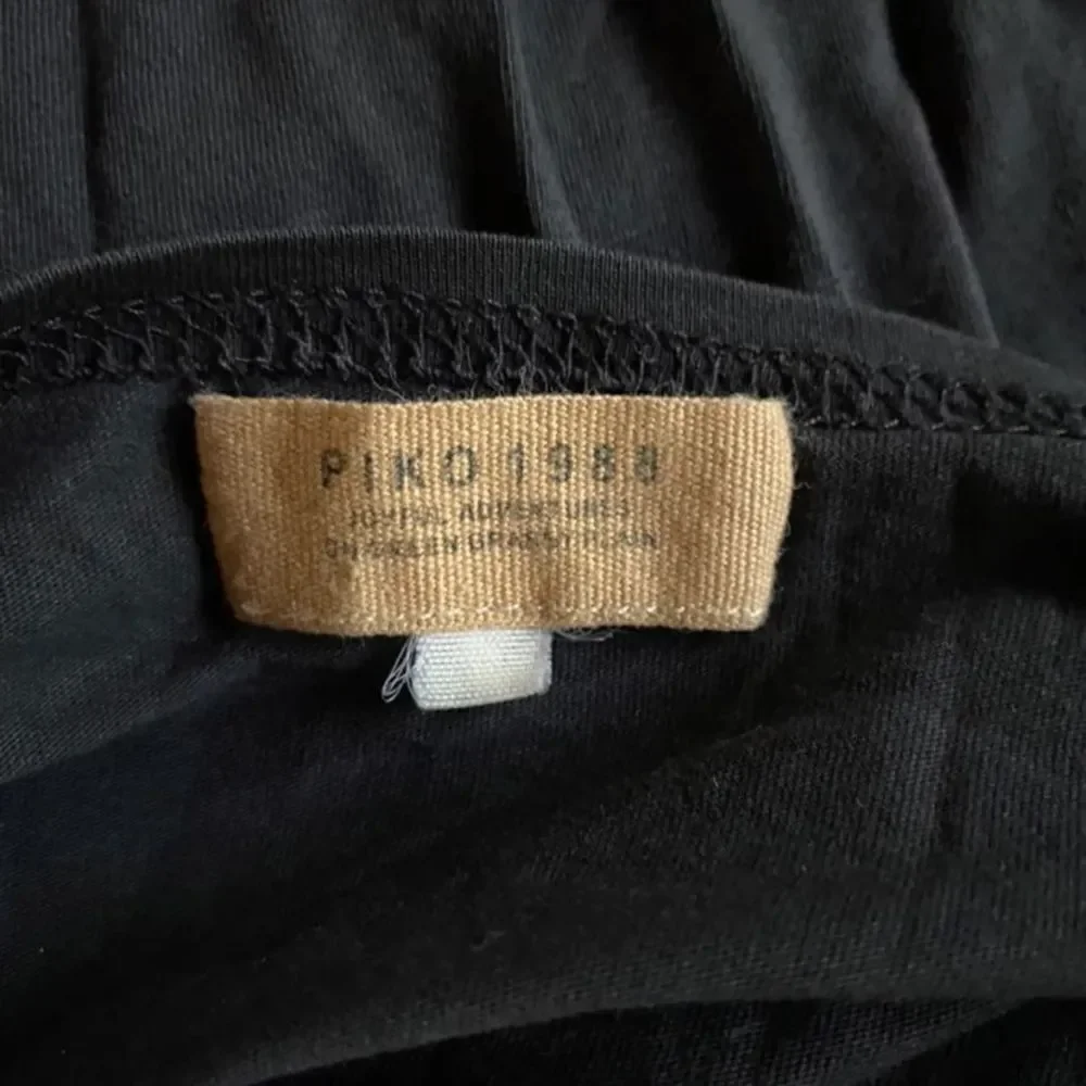 Piko 1988 Women’s Size M Black Vintage Cotton Blouse Shoulder Pad Long Sleeve To - Picture 3 of 4